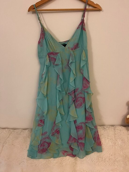 BCBGMaxAzria Dresses & Skirts - BCBG turquoise ruffle dress 4